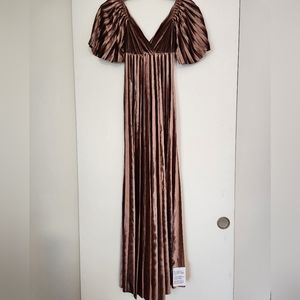 NWT - ASOS Design Twist Back Empire Waist Velvet Pleated Maxi - 00P